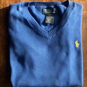 Boys Ralph Lauren S 8 Cotton Blue V Neck Sweater